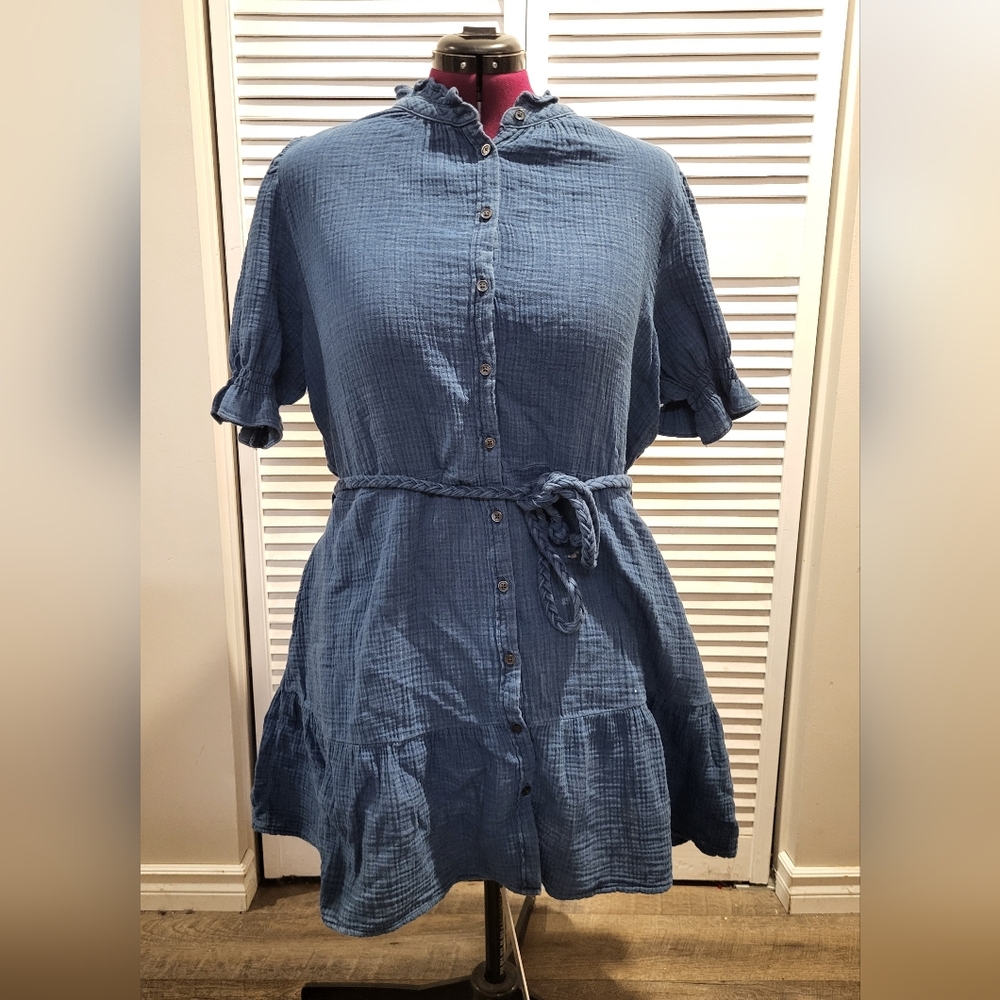 NWT Gap Crinkle Gauze Denim Mini Dress - XXL